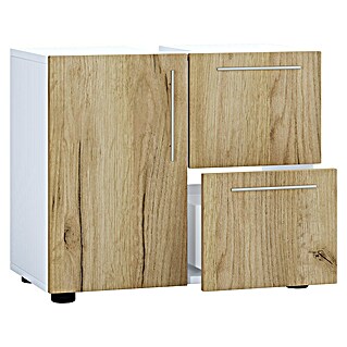 VCM Flandu Waschtischunterschrank (B x T x H: 61 x 32 x 51 cm, Weiß/Honig-Eiche, Matt)