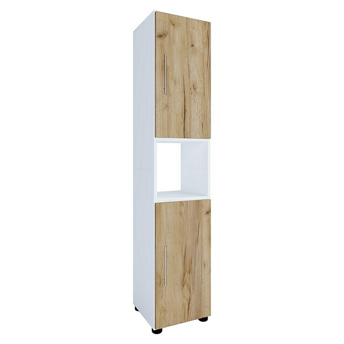 VCM Flandu Hochschrank (B x T x H: 31 x 30 x 160 cm, Weiß/Honig-Eiche, Matt) | BAUHAUS