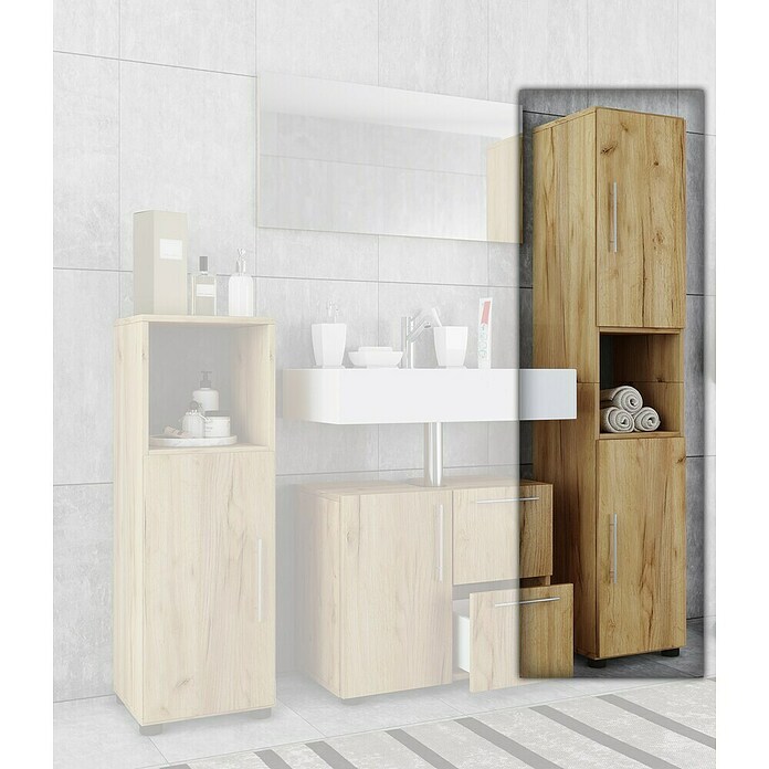 VCM Flandu Hochschrank (B x T x H: 31 x 30 x 160 cm, Honig-Eiche, Matt) | BAUHAUS