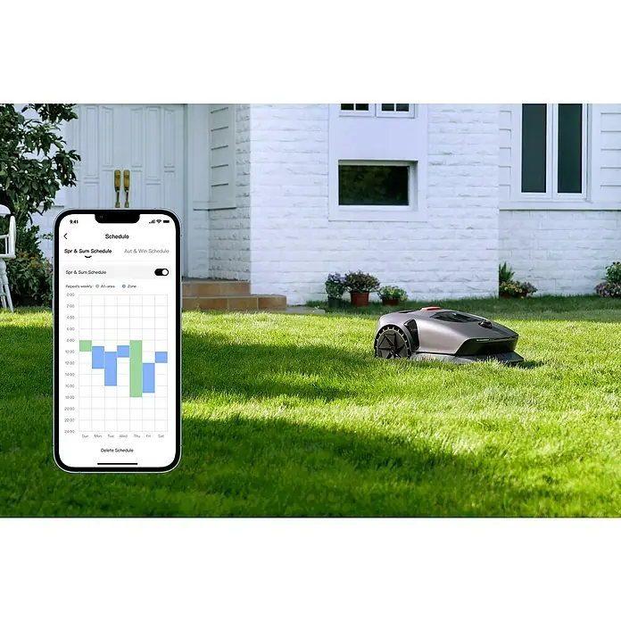 Mova Mähroboter 600 Plus - 600 m², Schnittbreite: 20 cm, Laser-gestützte Navigation, LiDAR - Ein Rasenmähroboter mit Zeitplan-App auf dem Smartphone, der eine einfache Rasenpflege ermöglicht.