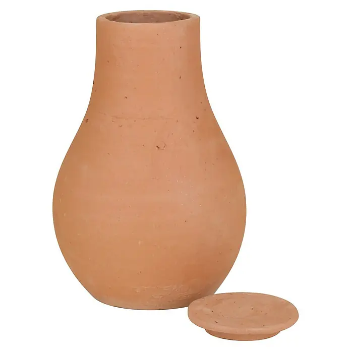 A.H.G. Wasserspender Olla - Fassungsvermögen: 0,6 l - Tonkrug mit bauchiger Form und schmalem Hals, ideal für die Gartenbewässerung oder als rustikale Dekoration. Inklusive passendem Untersetzer.