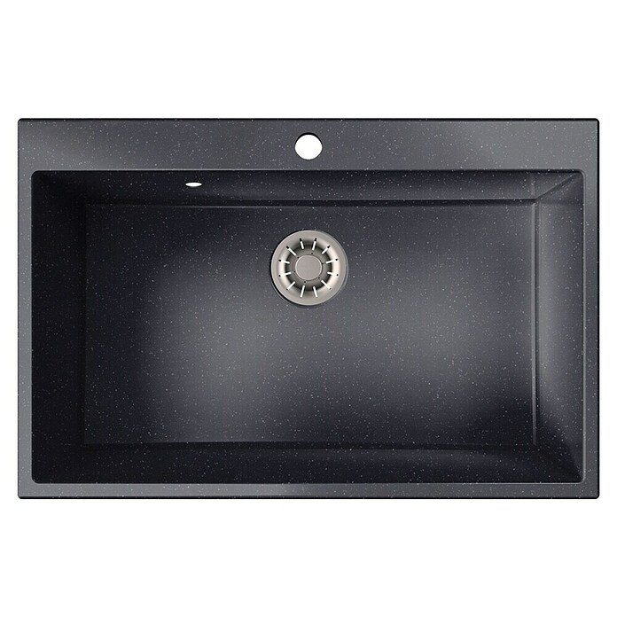 Atron Fregadero encastrable Atlas (51,6 x 78,6 cm, Negro tebas, Brillante) | BAUHAUS