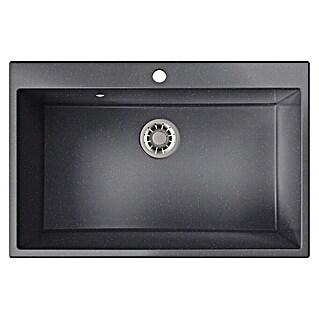 Atron Fregadero encastrable Atlas (51,6 x 78,6 cm, Negro tebas, Mate)