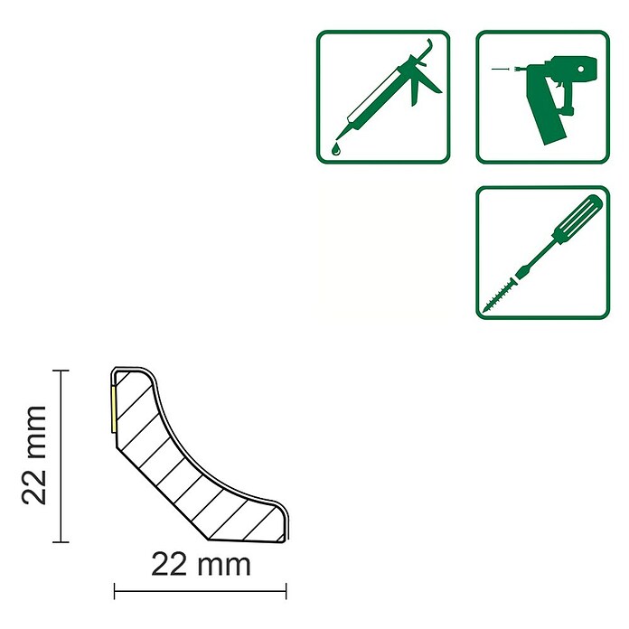 Hohlkehlleiste (L x B x H: 240 cm x 22 mm x 22 mm, MDF/Folie Weiß) | BAUHAUS