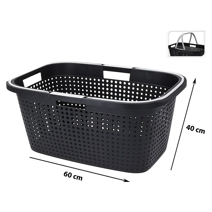 Wasmand (Zwart, 60 x 40 x 26 cm, 38 l) | BAUHAUS
