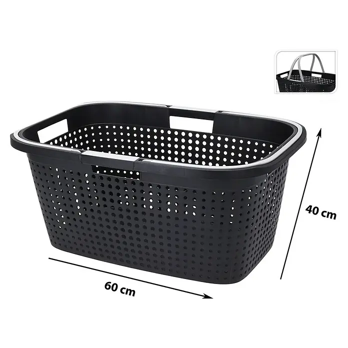 Tatay Baobab Laundry Basket, 40L Capacity, Polypropylene, BPA-Free, with Lid, Anthracite Grey, Size: 41 x 33 x 50 cm