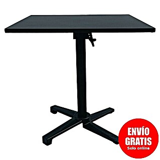 Mesa auxiliar de jardín Sibuco II (L x An x Al: 70 x 70 x 73 cm, Acero, Negro, Abatible)