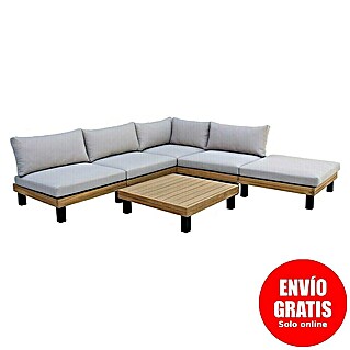 Conjunto de muebles Elsa (6 pzs., Madera de acacia/Aluminio, Marrón)