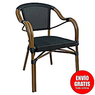 Silla de jardín Sibuco II (L x An x Al: 57 x 57 x 83 cm, Marrón/Negro, Acero/Textiline)