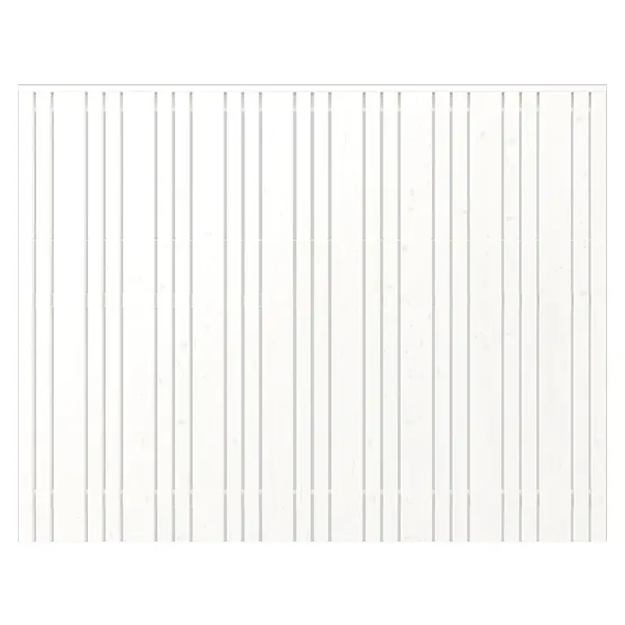 Plus Sichtschutzelement Tangent - 180 x 140 cm, Weiß (RAL 9010) - Ein quadratisches Paneel mit vertikalen schwarzen Streifen, die durch kurze, horizontale, weiße Balken unterbrochen werden. Schwarzer Rahmen.