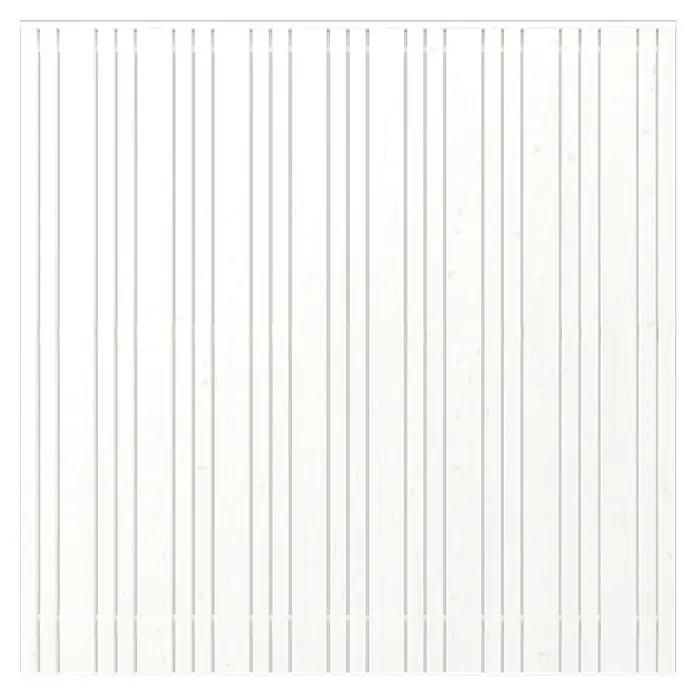 Plus Sichtschutzelement Tangent - 180 x 180 cm, Weiß (RAL 9010) - Abstraktes Bild mit vertikalen, schwarzen Linien auf einem weißen Hintergrund. Ein modernes Kunstwerk mit minimalistischem Design.