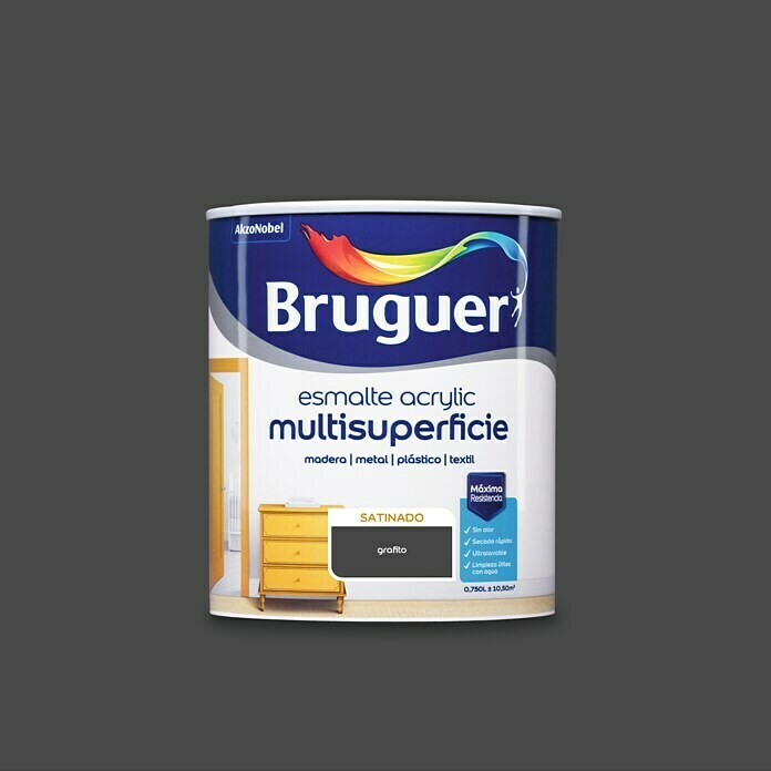 Bruguer Esmalte de color Acrylic Multisuperficie  (Grafito, 750 ml, Satinado)