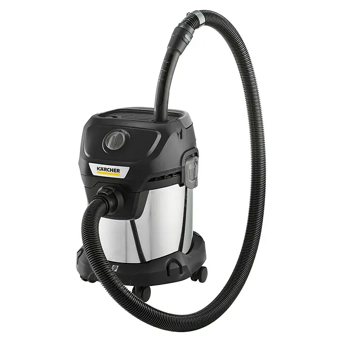 Kärcher Aspirador en seco y húmedo eléctrico KWD 3 S V-17/4/20 Aniversario - 1.000 W, Volumen de recipiente: 17 l, Con bolsa - Aspirador Kärcher para sólidos y líquidos con un robusto depósito de acero inoxidable y prácticos accesorios para tareas de limpieza versátiles.