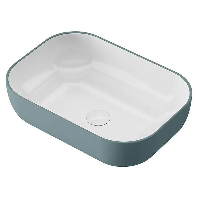 Lavabo de sobremesa Stadium Bicolor - 33 x 45,41 cm, Azul prusia/Blanco - Elegante lavabo sobre encimera con un diseño moderno en azul y blanco. Este lavabo es ideal para cualquier baño.