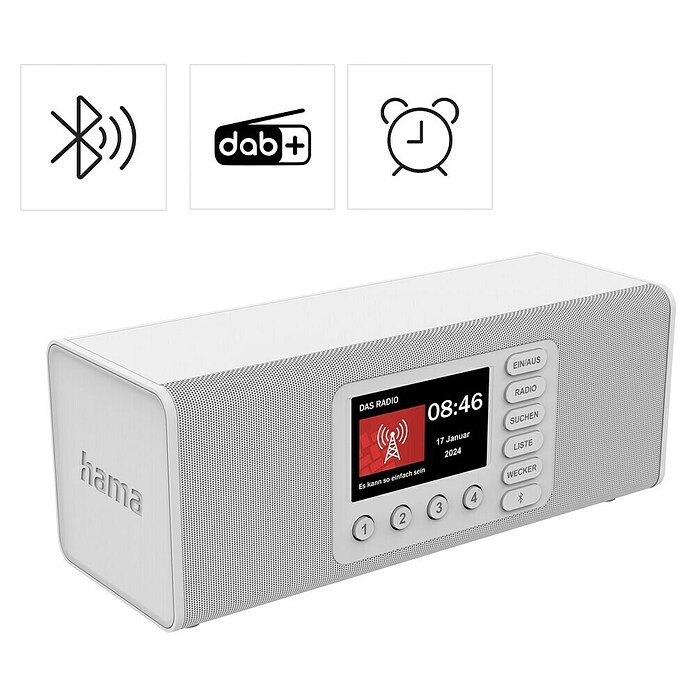 Hama Radio DR2002BT digital Bluetooth (174.928 - 239.200 MHz (DAB/DAB+), Weiß) | BAUHAUS