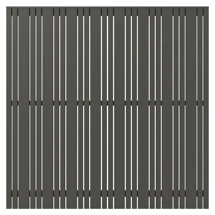 Plus Sichtschutzelement Tangent - 180 x 180 cm, Umbragrau (RAL 7022) - Eine moderne, dunkelgraue Trennwand mit vertikalen Lamellen, ideal für stilvolle Raumgestaltung und Privatsphäre im Büro oder Zuhause.