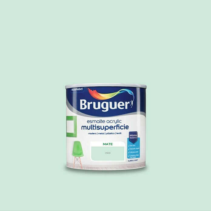 Bruguer Esmalte de color Acrylic Multisuperficie mint (250 ml, Mate)