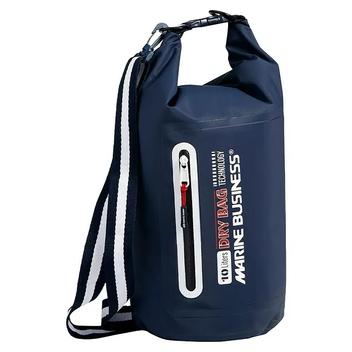 Marine Business Mochila impermeable Thalassa Blue Navy - 10 l, Azul marino - Bolsa seca Marine Business azul impermeable de 10 litros con correas y bolsillo con cremallera.