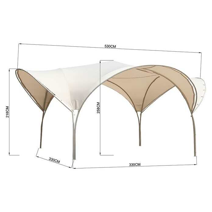 Pérgola estándar Atriz (An x Pr: 5,3 x 5,3 m, Color del armazón: Plateado, Acero) | BAUHAUS