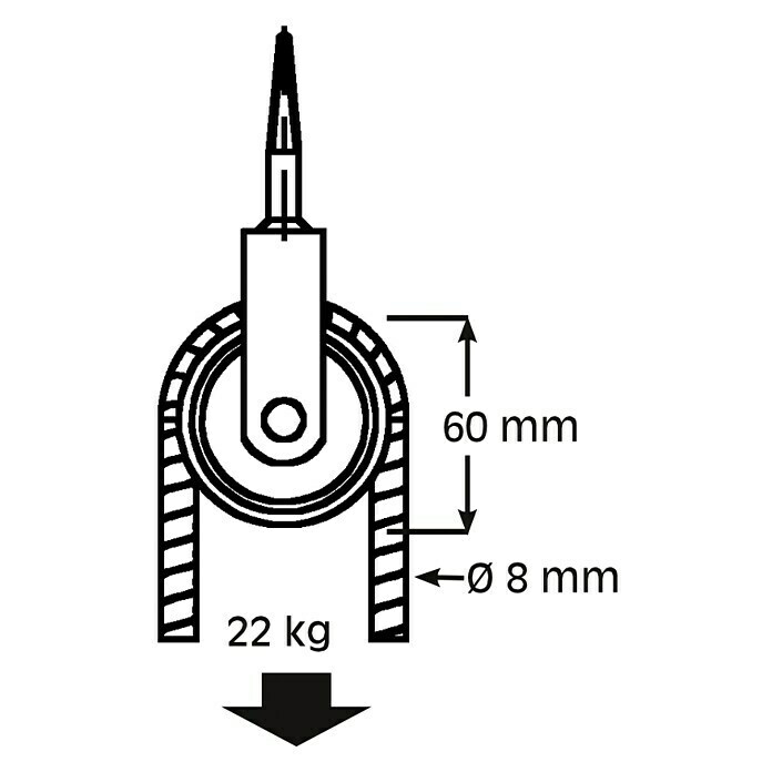 HBS Betz Seilrolle (Typ: Vogelseilrolle, Grauguss, Traglast: 22 kg, Durchmesser: 60 mm, 1 Stk.)