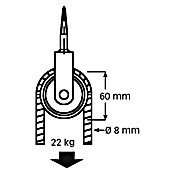 HBS Betz Seilrolle (Typ: Vogelseilrolle, Grauguss, Traglast: 22 kg, Durchmesser: 60 mm, 1 Stk.)