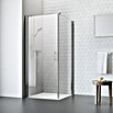 Camargue Vario Eckdusche S3+S5 (90 x 75 x 195 cm, Stärke: 6 mm, Silber)
