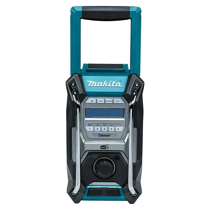 Makita Radio de batería para la obra - 40 V, 174.928 - 239.200 MHz (DAB/DAB+) - Radio de obra inalámbrica Makita DMR300 con DAB+, Bluetooth y diseño robusto. Ideal para obras y uso móvil.