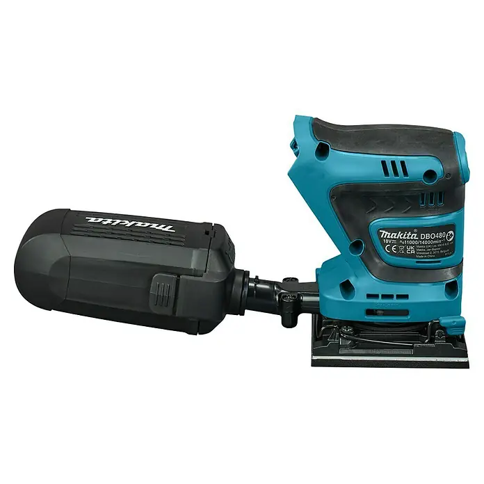 Makita LXT 18V Akku-Schwingschleifer DBO480Z - 18 V, Ohne Akku - Der Makita DBO480 Akku-Flächenschleifer mit Staubabsaugung, ideal für präzise Schleifarbeiten. Kompakt, handlich und leistungsstark.
