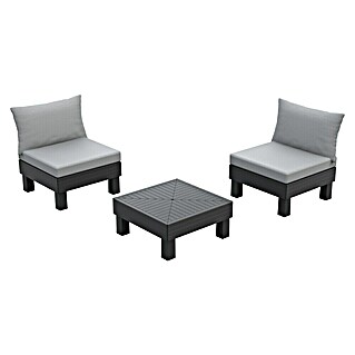 Keter Conjunto de muebles Elements (Número de personas máx.: 2, 3 pzs., Polipropileno, Negro/Gris)