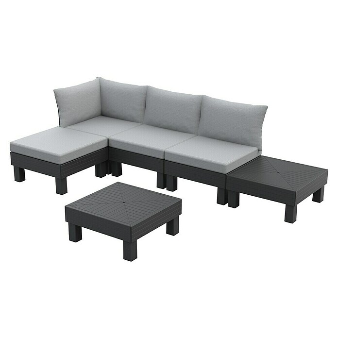 Keter Conjunto de muebles Elements (Número de personas máx.: 4, 6 pzs., Polipropileno, Negro/Gris) | BAUHAUS
