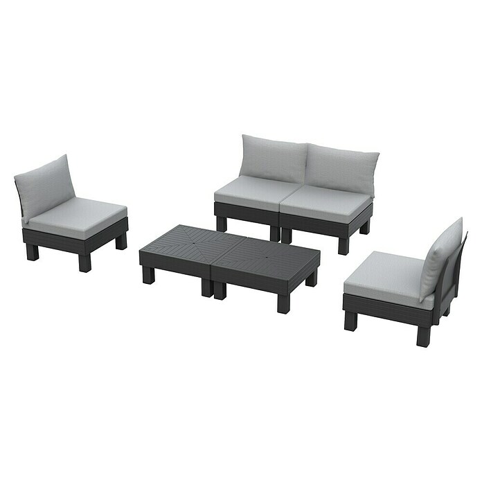 Keter Conjunto de muebles Elements (Número de personas máx.: 4, 6 pzs., Polipropileno, Negro/Gris) | BAUHAUS