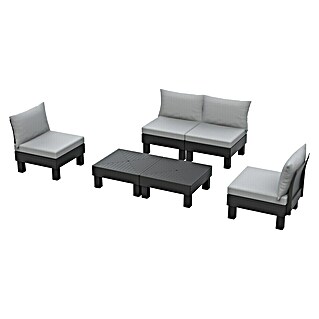 Keter Conjunto de muebles Elements (Número de personas máx.: 4, 6 pzs., Polipropileno, Negro/Gris)