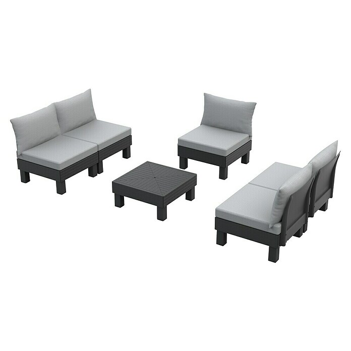 Keter Conjunto de muebles Elements II (Número de personas máx.: 5, 6 pzs., Polipropileno, Negro/Gris) | BAUHAUS