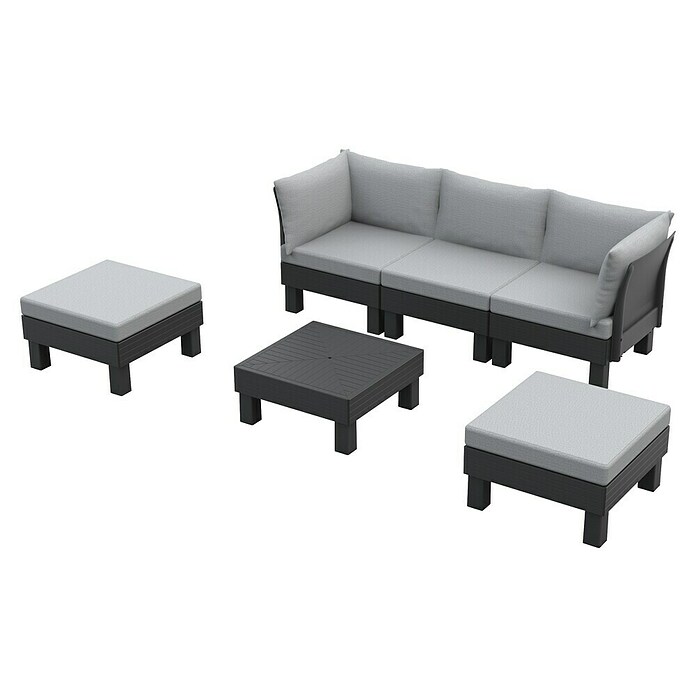 Keter Elements Módulo de conjunto de respaldo con cojín (L x An x Al: 60 x 17 x 57 cm, Negro/Gris) | BAUHAUS