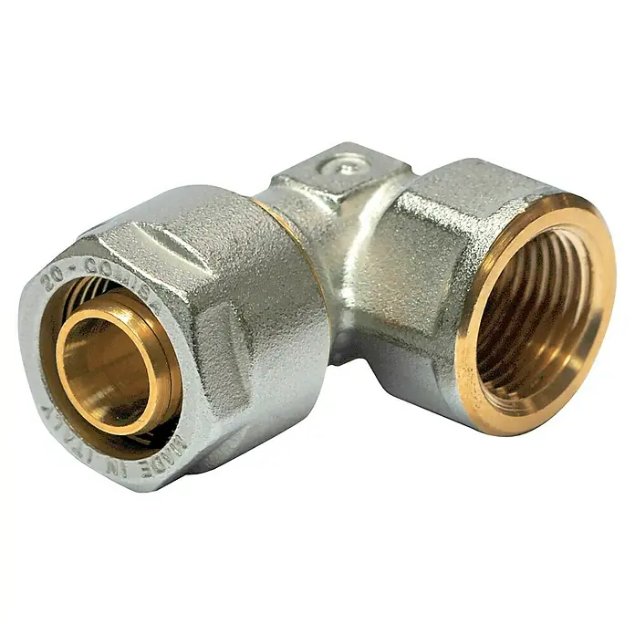 Comisa Schraubwinkel - Durchmesser: 26 mm, Innengewinde: ¾″, Vernickelt - Winkelverschraubung aus Metall, ideal für Sanitär- und Heizungsanwendungen. Solide Konstruktion für zuverlässige Verbindungen.