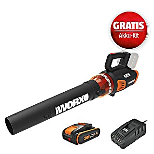Worx PowerShare 20V Maschinenpaket (Akku-Laubbläser WG584E.9, 20V, 2,0 Ah Akku & 20V 2A Schnellladegerät)