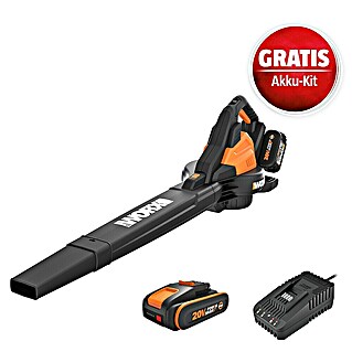 Worx PowerShare 20V Maschinenpaket (Akku-Laubbläser WG583E.9, 20V, 2,0 Ah Akku & 20V 2A Schnellladegerät)