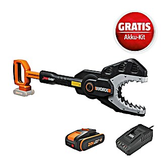 Worx PowerShare 20V Maschinenpaket (Akku-Astsäge Jawsaw, 20V, 2,0 Ah Akku & 20V 2A Schnellladegerät)