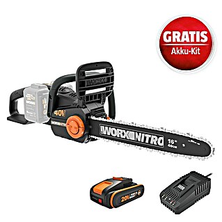 Worx PowerShare 20V Maschinenpaket (Akku-Kettensäge WG385E.9, 20V, 2,0 Ah Akku & 20V 2A Schnellladegerät)