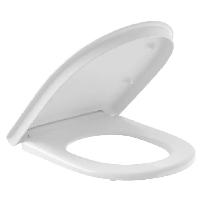 Villeroy & Boch ViCare WC-Sitz - Duroplast, Weiß, Mit Absenkautomatik - Weißer Toilettensitz mit geöffnetem Deckel, minimalistisches Design für moderne Badezimmer.\n