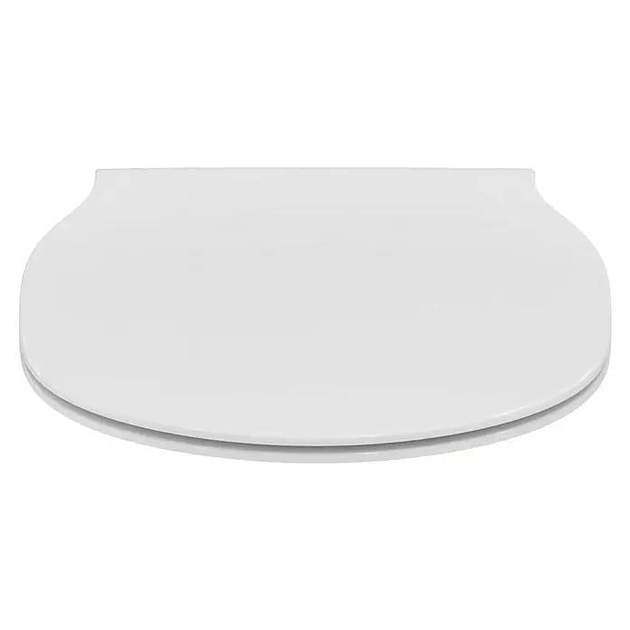 Ideal Standard Connect Air WC-Sitz - Duroplast, Weiß, Mit Absenkautomatik - Ein weißer Toilettensitz mit einer glatten, ovalen Oberfläche, die eine hygienische und komfortable Badezimmerlösung bietet.