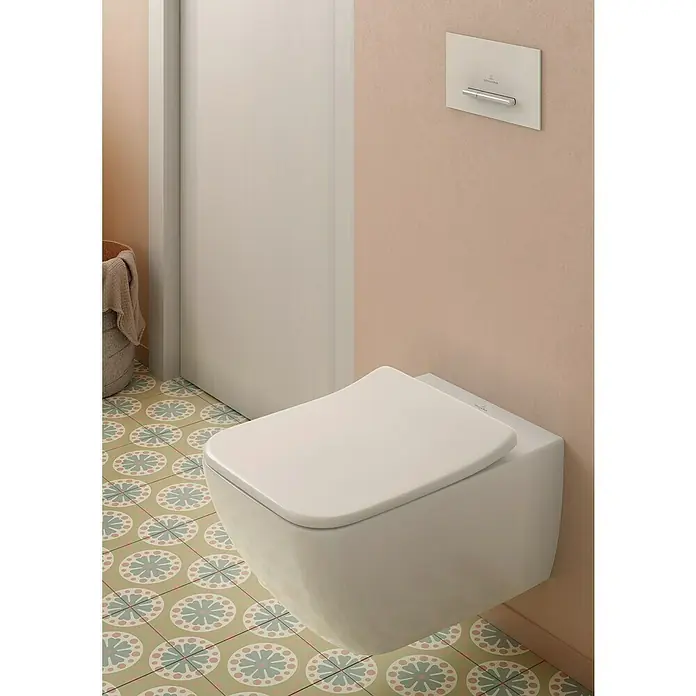 Villeroy & Boch Venticello WC-Sitz SlimSeat - Duroplast, Weiß, Mit Absenkautomatik - Elegante, wandhängende Toilette mit einem modernen Design. Sie bietet Komfort und passt perfekt in ein stilvolles Badezimmer.