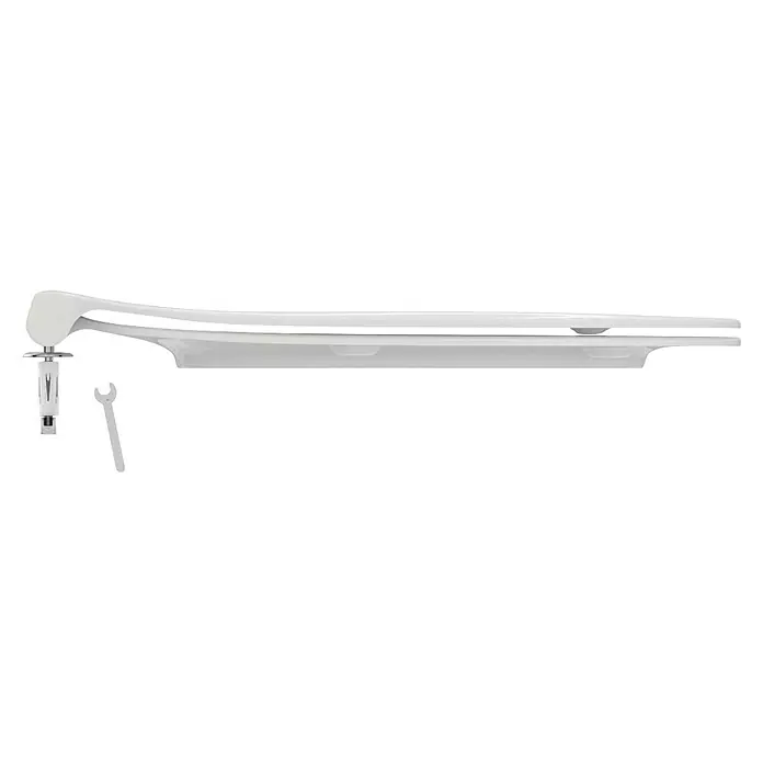 Ideal Standard Connect Air WC-Sitz - Duroplast, Weiß, Mit Absenkautomatik - Nahaufnahme eines weißen Toilettensitzes mit Befestigungsbeschlägen, der ein sauberes Design und eine einfache Installation zeigt.