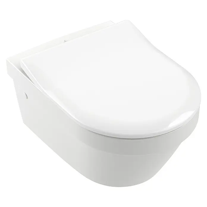 Villeroy & Boch Architectura WC-Sitz SlimSeat - Duroplast, Weiß, Mit Absenkautomatik, O-Form - Weißes wandhängendes Dusch-WC für ein modernes und hygienisches Badezimmer.\n