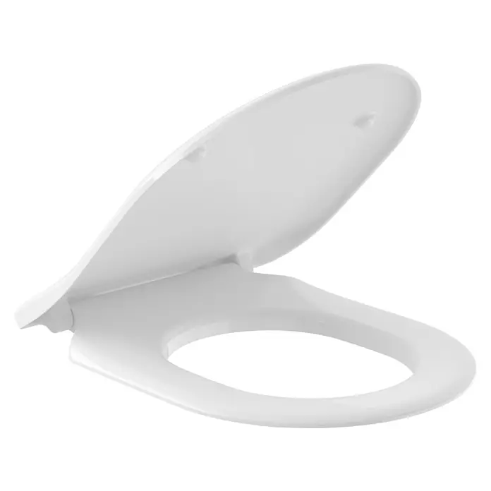 Villeroy & Boch Architectura WC-Sitz SlimSeat - Duroplast, Weiß, Ohne Absenkautomatik, D-Form - Weiße Toilettensitzerhöhung mit offenem Deckel für mehr Komfort und Hygiene im Badezimmer. Die erhöhte Sitzposition erleichtert das Hinsetzen.