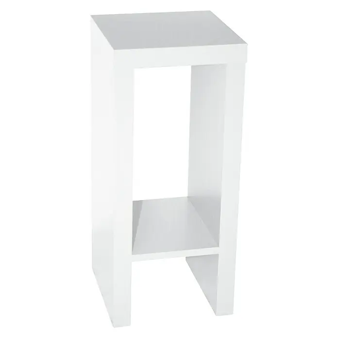 Phönix Solina Beistelltisch - L x B x H: 26 x 26 x 60 cm, Weiß - Ein weißer, minimalistischer Beistelltisch mit einer offenen Ablage, ideal für moderne Wohnräume und als dekoratives Möbelstück.