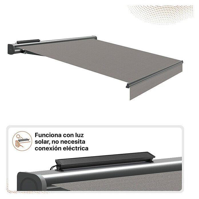 SmartSun Toldo con motor Solar Motion Dark Vivant (Gris, Ancho: 3,95 m, Caída: 3 m) | BAUHAUS