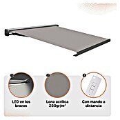 SmartSun Toldo con motor Dark Algarve (Gris, Ancho: 4,75 cm, Caída: 3 m) | BAUHAUS