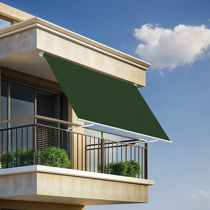 SmartSun Toldo para balcón Urban (Verde, Ancho: 3,95 m, Caída: 2,45 m) | BAUHAUS