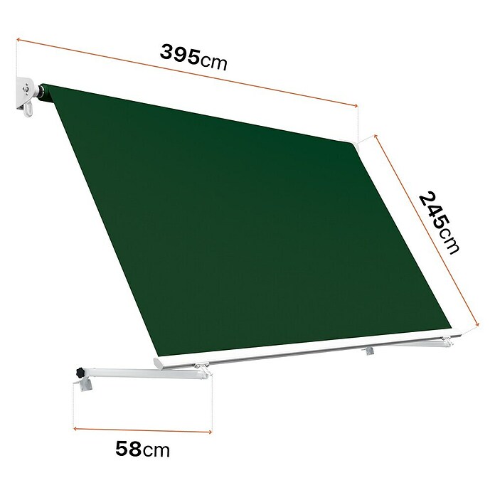 SmartSun Toldo para balcón Urban (Verde, Ancho: 3,95 m, Caída: 2,45 m) | BAUHAUS